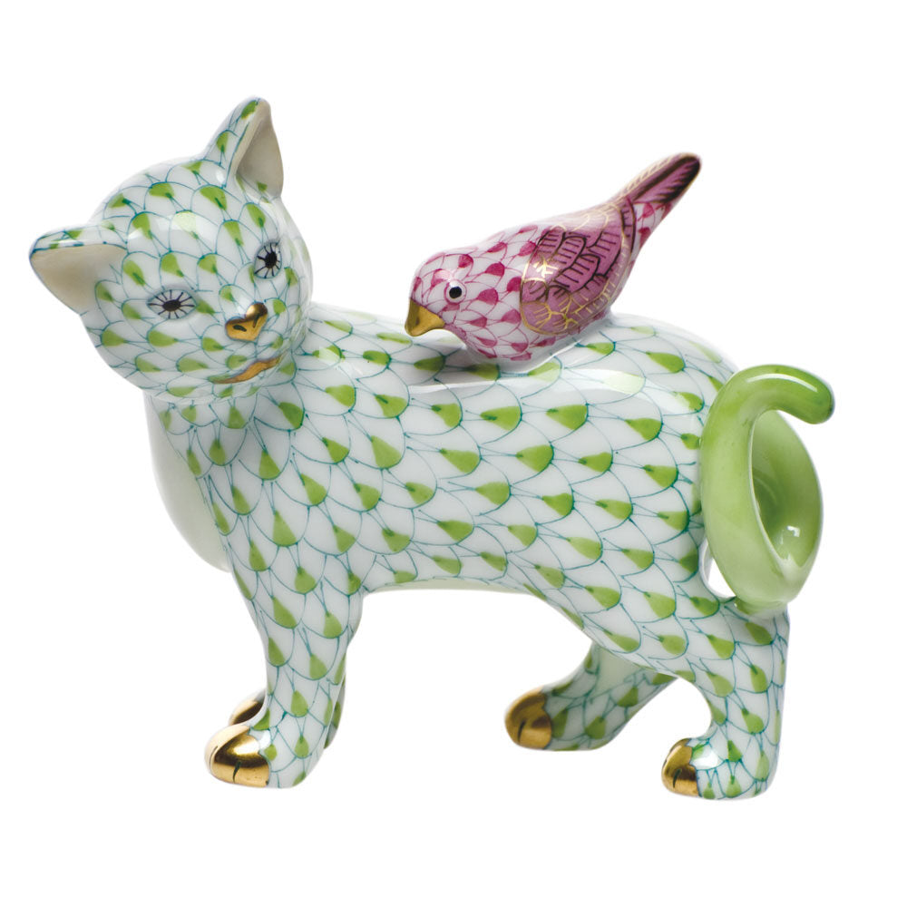Key Lime-Raspberry fishnet The Odd Couple Figurine figurine, hand-painted Herend porcelain with 24k gold accents