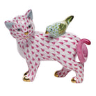 Hand-painted Herend The Odd Couple Figurine in Raspberry-Key Lime fishnet porcelain on a white background