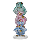 Hand-painted Herend Three Wise Monkeys Figurine in fine porcelain, 2in L X 5in H, on a white background