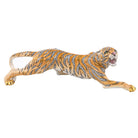 Hand-painted Herend Tiger Figurine in fine porcelain, 17.75in L X 6in W X 5.5in H, on a white background