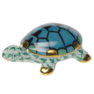 Green fishnet Tiny Turtle Figurine figurine, hand-painted Herend porcelain with 24k gold accents