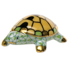 Key Lime fishnet Tiny Turtle Figurine figurine, hand-painted Herend porcelain with 24k gold accents