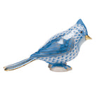 Herend Tufted Titmouse Figurine porcelain figurine painted in the Blue fishnet pattern