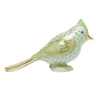 Hand-painted Herend Tufted Titmouse Figurine in Key Lime fishnet porcelain on a white background