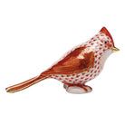 Hand-painted Herend Tufted Titmouse Figurine in Rust fishnet porcelain on a white background