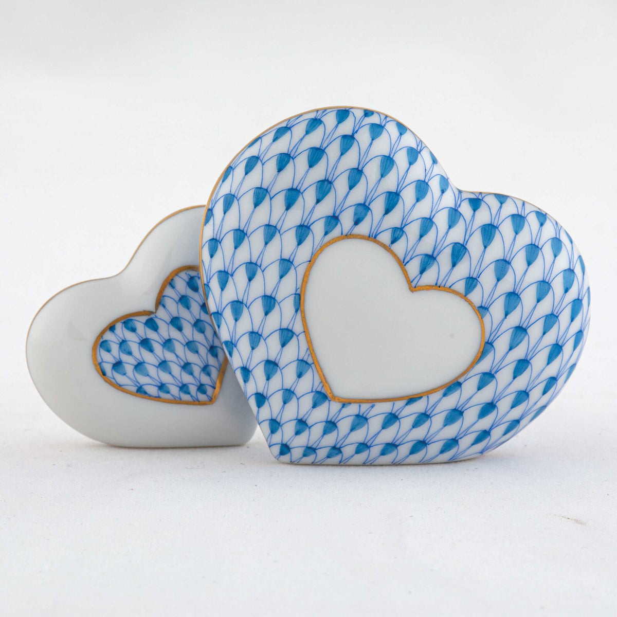 Herend Two of Hearts Figurine – Blue, alternate view