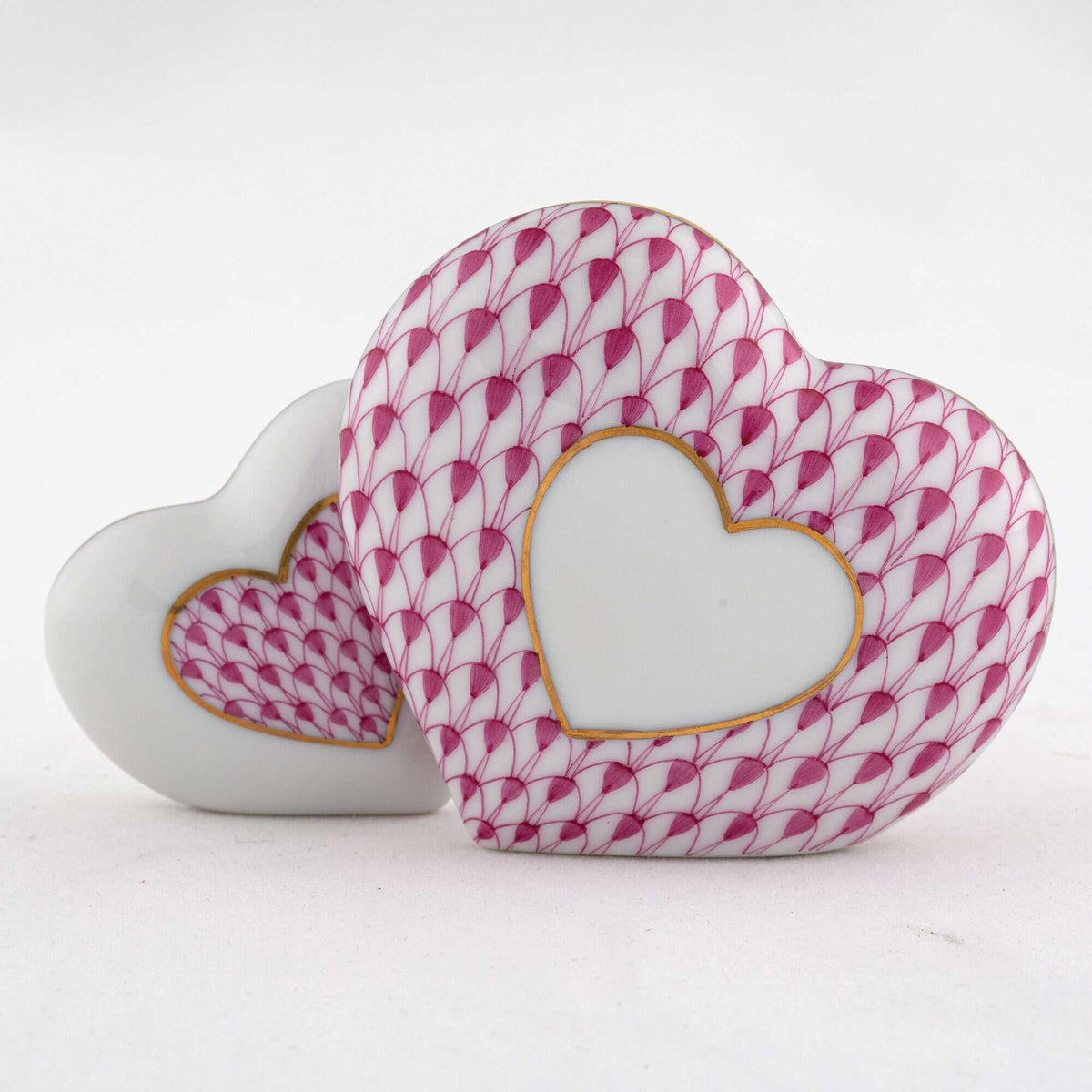 Herend Two of Hearts Figurine – Raspberry, alternate view