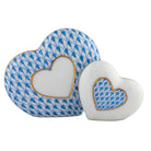 Two of Hearts Figurine in hand-painted Blue porcelain by Herend of Hungary