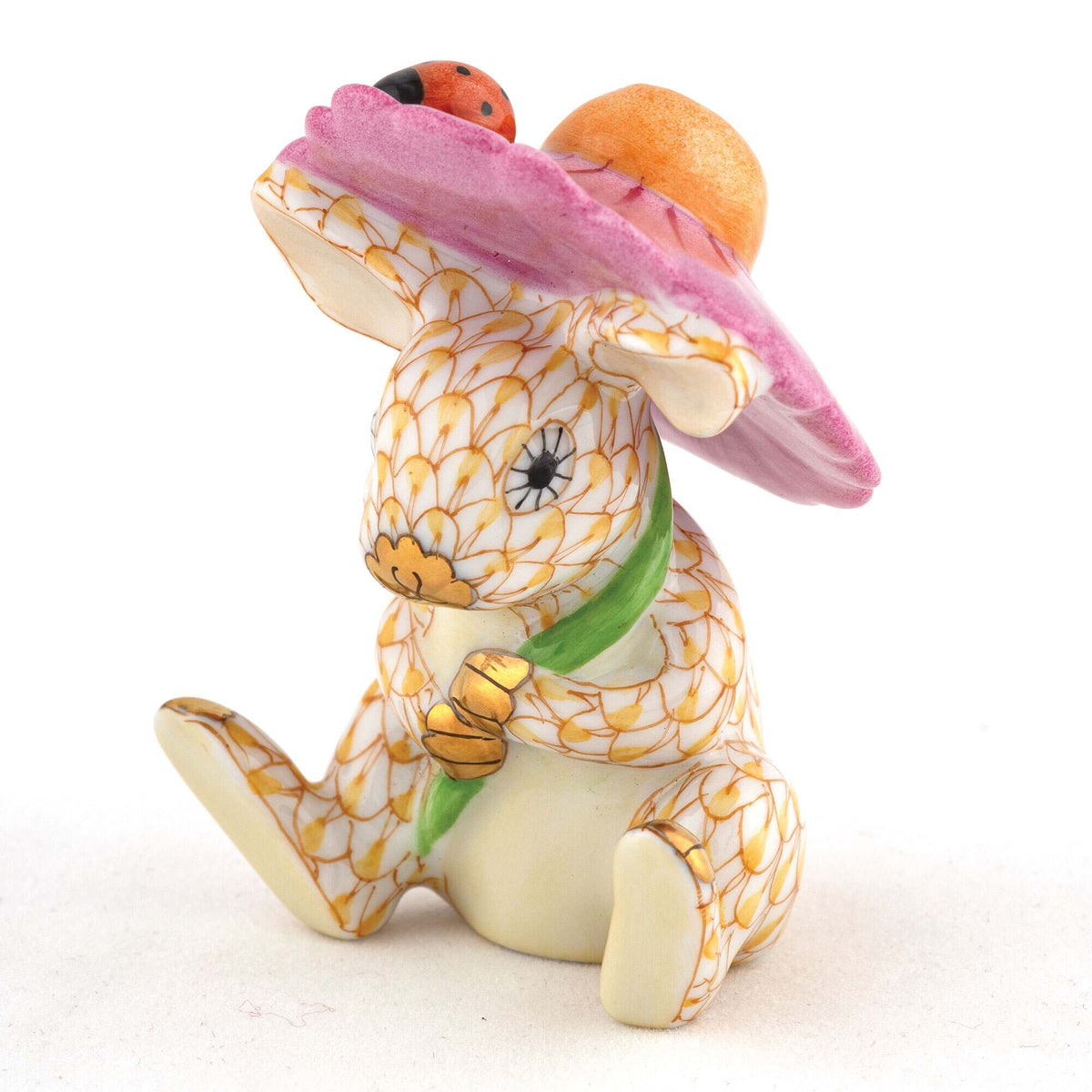 Herend Umbrella Bunny Figurine – Butterscotch, alternate view