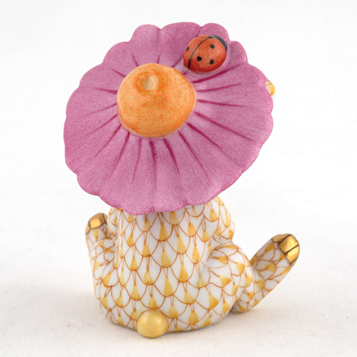 Herend Umbrella Bunny Figurine – Butterscotch, alternate view