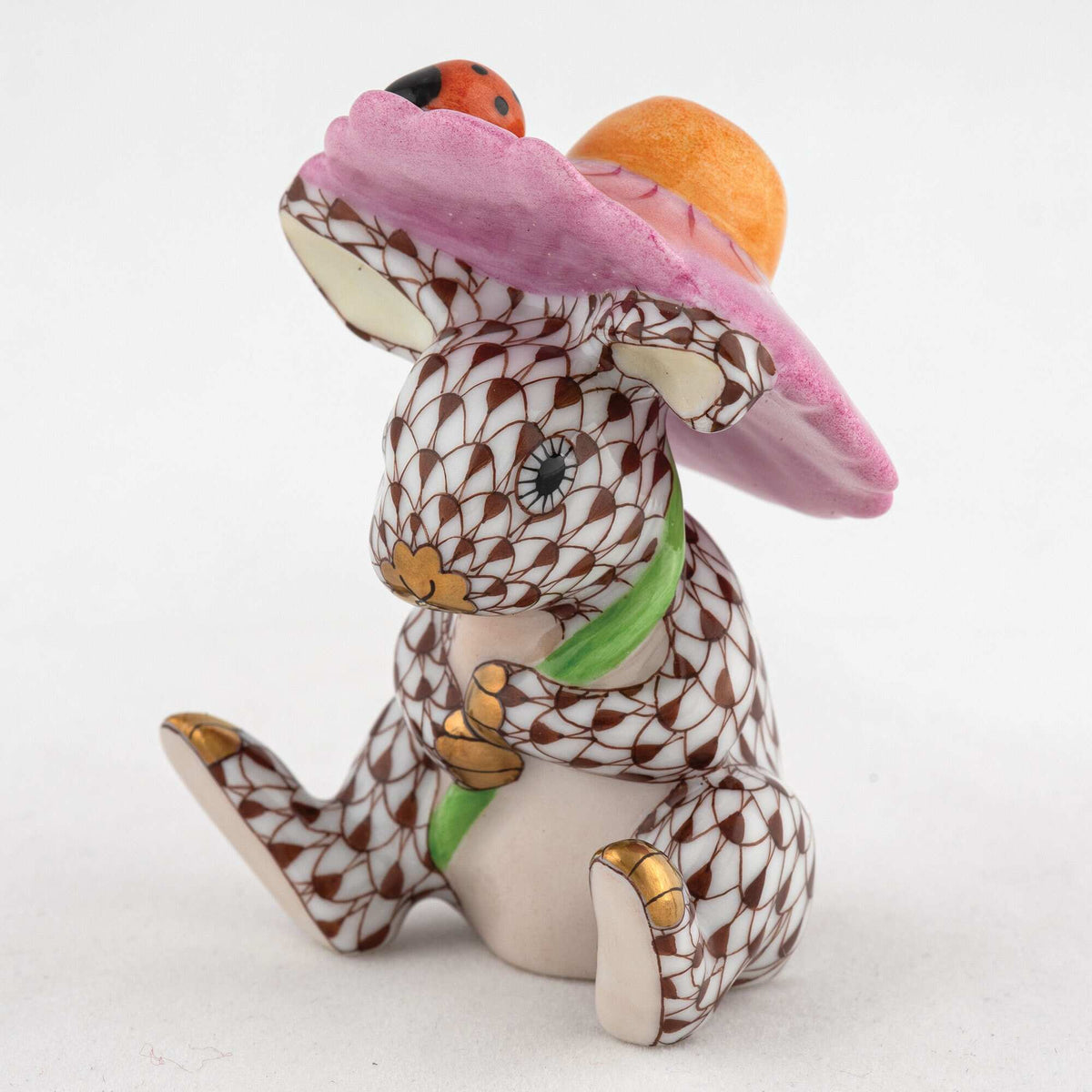 Herend Umbrella Bunny Figurine – Chocolate, alternate view