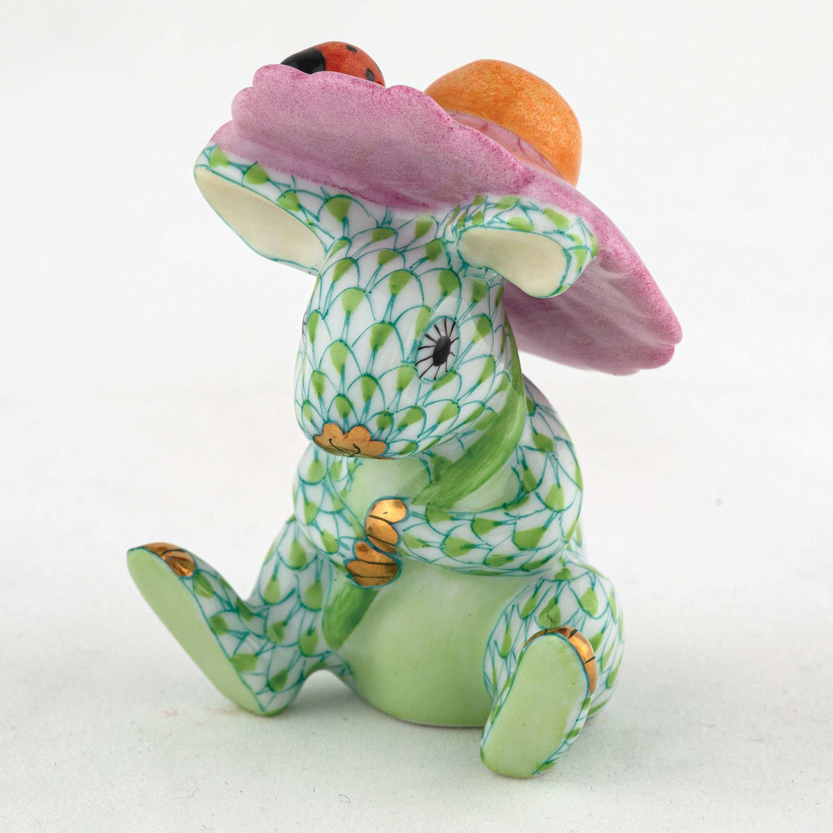 Herend Umbrella Bunny Figurine – Key Lime, alternate view
