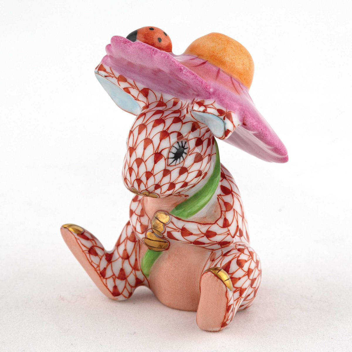 Herend Umbrella Bunny Figurine – Rust, alternate view