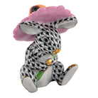 Black fishnet Umbrella Bunny Figurine figurine, hand-painted Herend porcelain with 24k gold accents