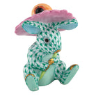 Herend Umbrella Bunny Figurine porcelain figurine painted in the Green fishnet pattern