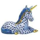 Sapphire fishnet Unicorn Figurine figurine, hand-painted Herend porcelain with 24k gold accents