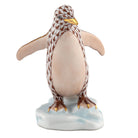 Chocolate fishnet Waddling Penguin Figurine figurine, hand-painted Herend porcelain with 24k gold accents