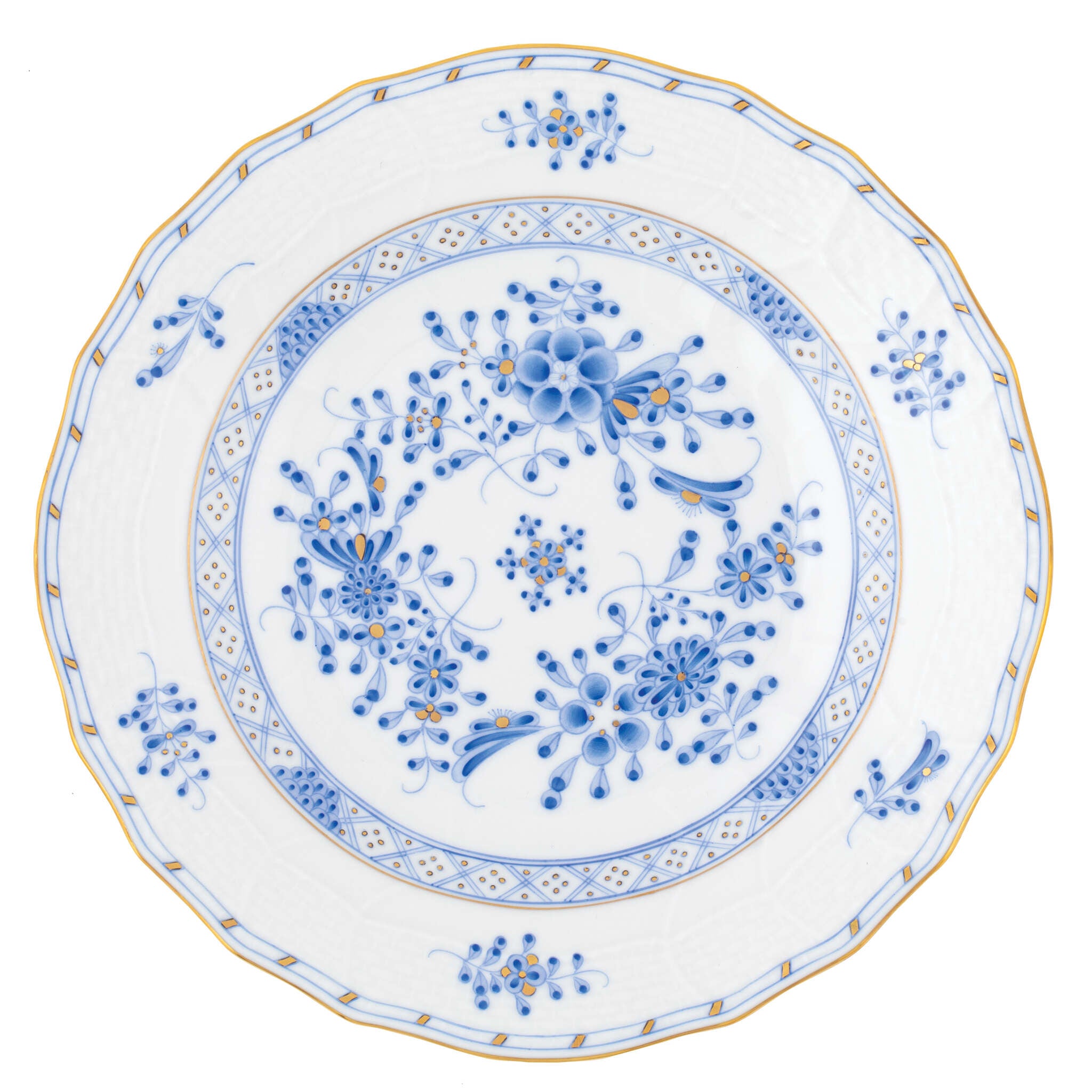 Hand-painted Herend Waldstein Dessert Plate in fine porcelain, 8.25in D, on a white background