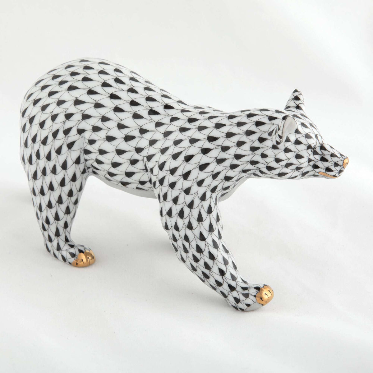 Herend Walking Bear Figurine – Black, alternate view