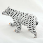 Hand-painted Herend Walking Bear Figurine in Black fishnet porcelain on a white background