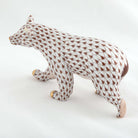 Chocolate fishnet Walking Bear Figurine figurine, hand-painted Herend porcelain with 24k gold accents
