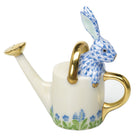 Watering Can Bunny Figurine in hand-painted Blue porcelain by Herend of Hungary