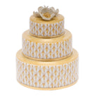 Herend Wedding Cake Figurine porcelain figurine painted in the Butterscotch fishnet pattern