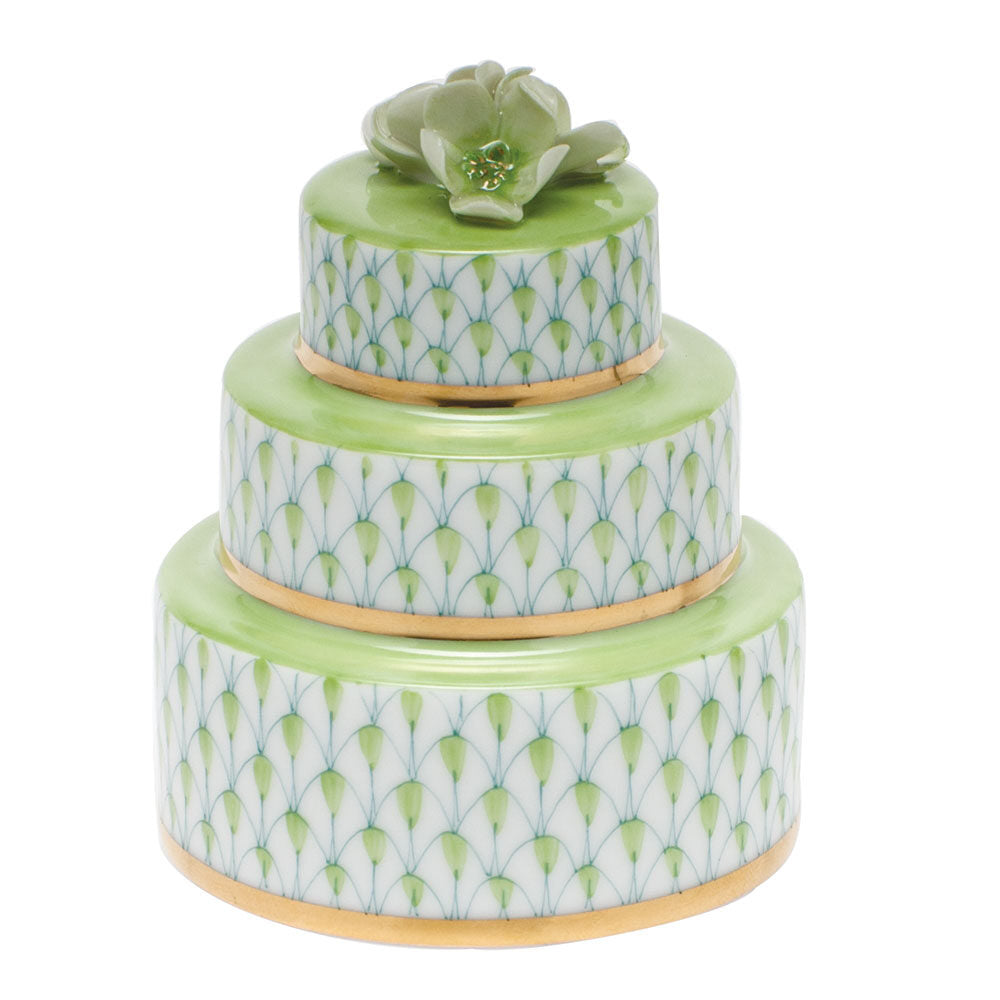 Wedding Cake Figurine in hand-painted Key Lime porcelain by Herend of Hungary