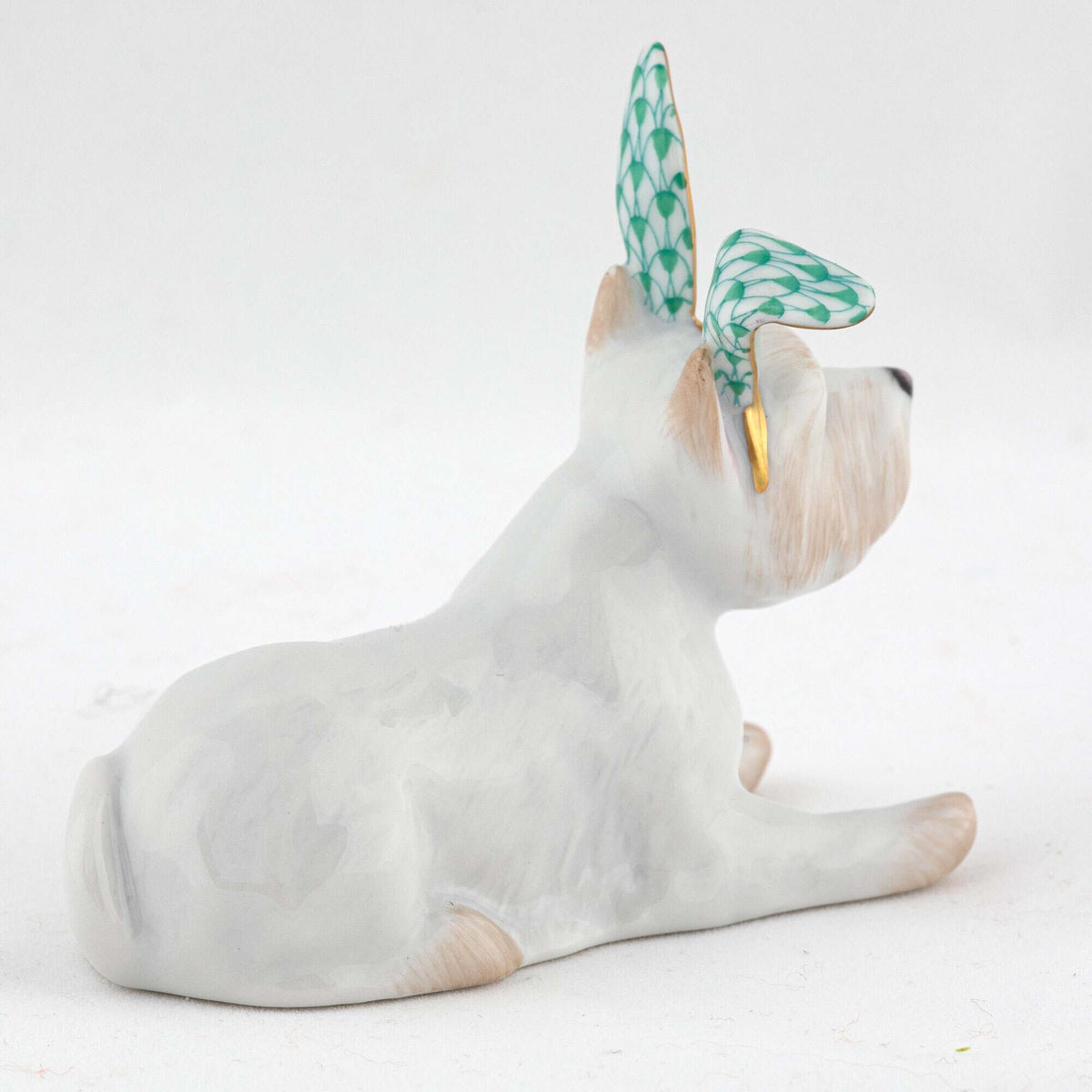 Herend Westie with Bunny Ears Figurine – Green, alternate view