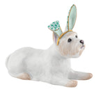 Herend Westie with Bunny Ears figurine in Green with green fishnet pattern with gold accents on a white background