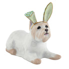 Hand-painted Herend Westie with Bunny Ears Figurine in Key Lime fishnet porcelain on a white background