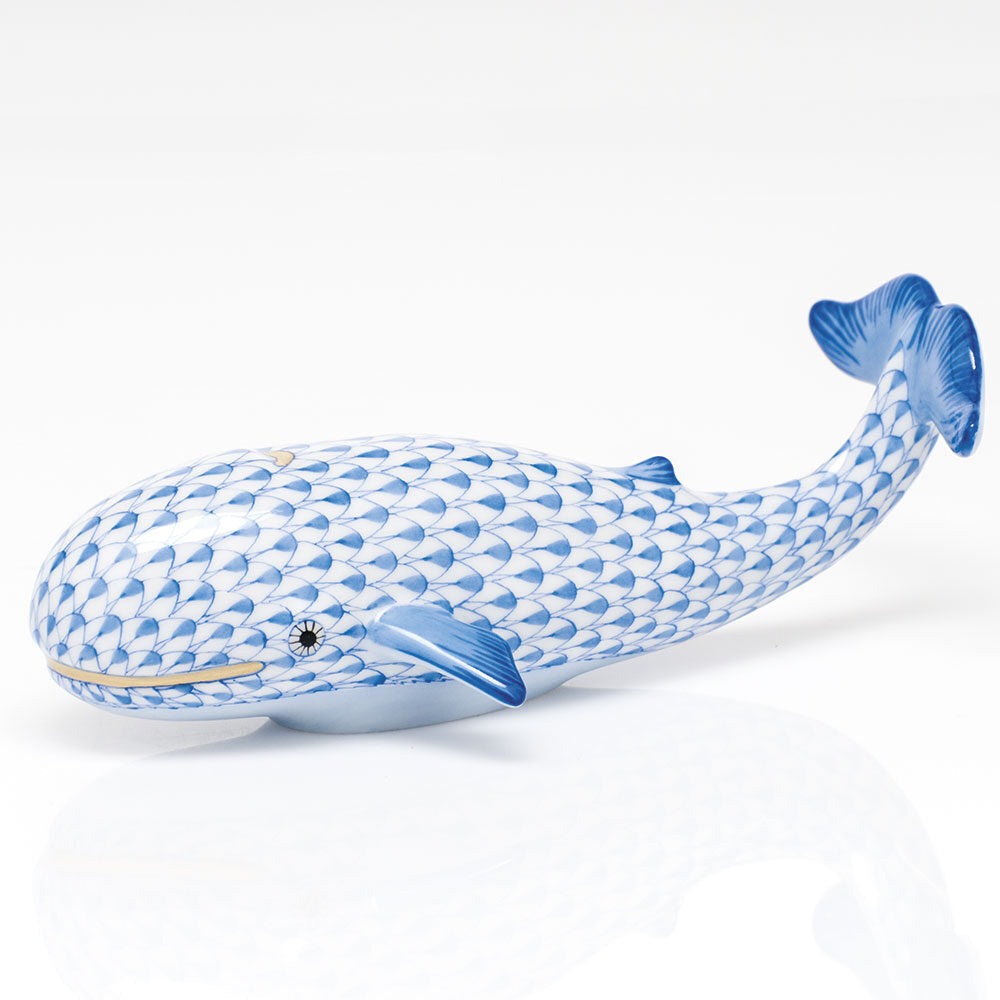 Whale Figurine in hand-painted Blue porcelain by Herend of Hungary