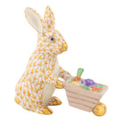 Wheelbarrow Bunny Figurine in hand-painted Butterscotch porcelain by Herend of Hungary