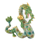 Hand-painted Herend Whirlwind Dragon Figurine in fine porcelain, 6.75in L X 4in W X 7in H, on a white background