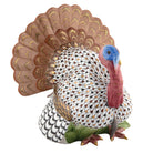 Hand-painted Herend Wild Turkey Figurine in fine porcelain, 7.5in L X 8.5in W X 7.75in H, on a white background