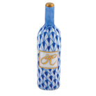 Herend Wine Bottle Figurine porcelain figurine painted in the Sapphire fishnet pattern