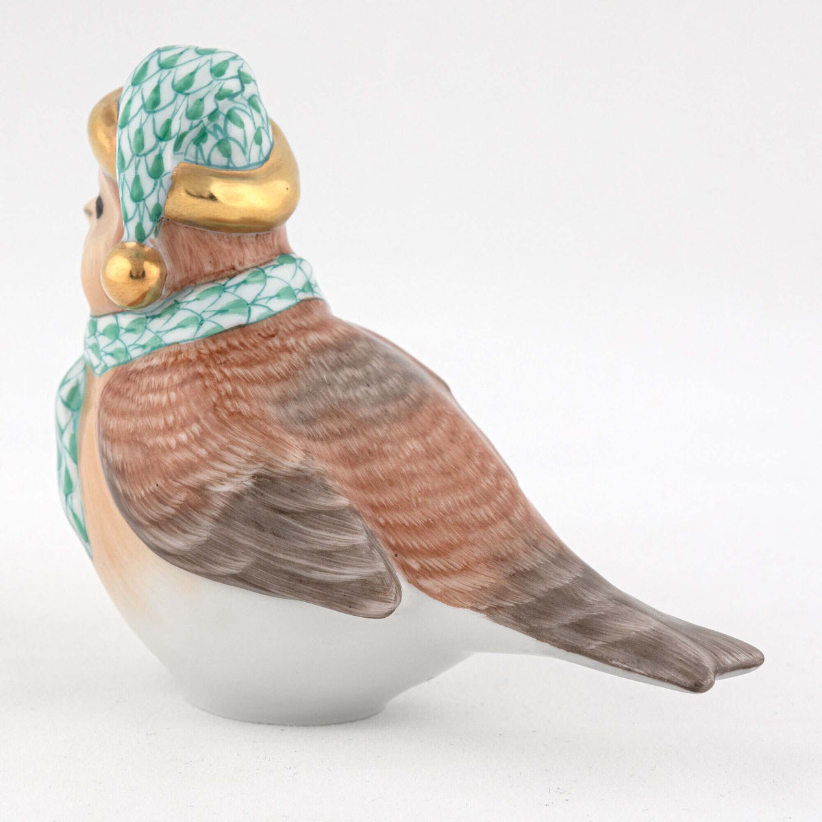 Herend Winter Bird Figurine – Green, alternate view