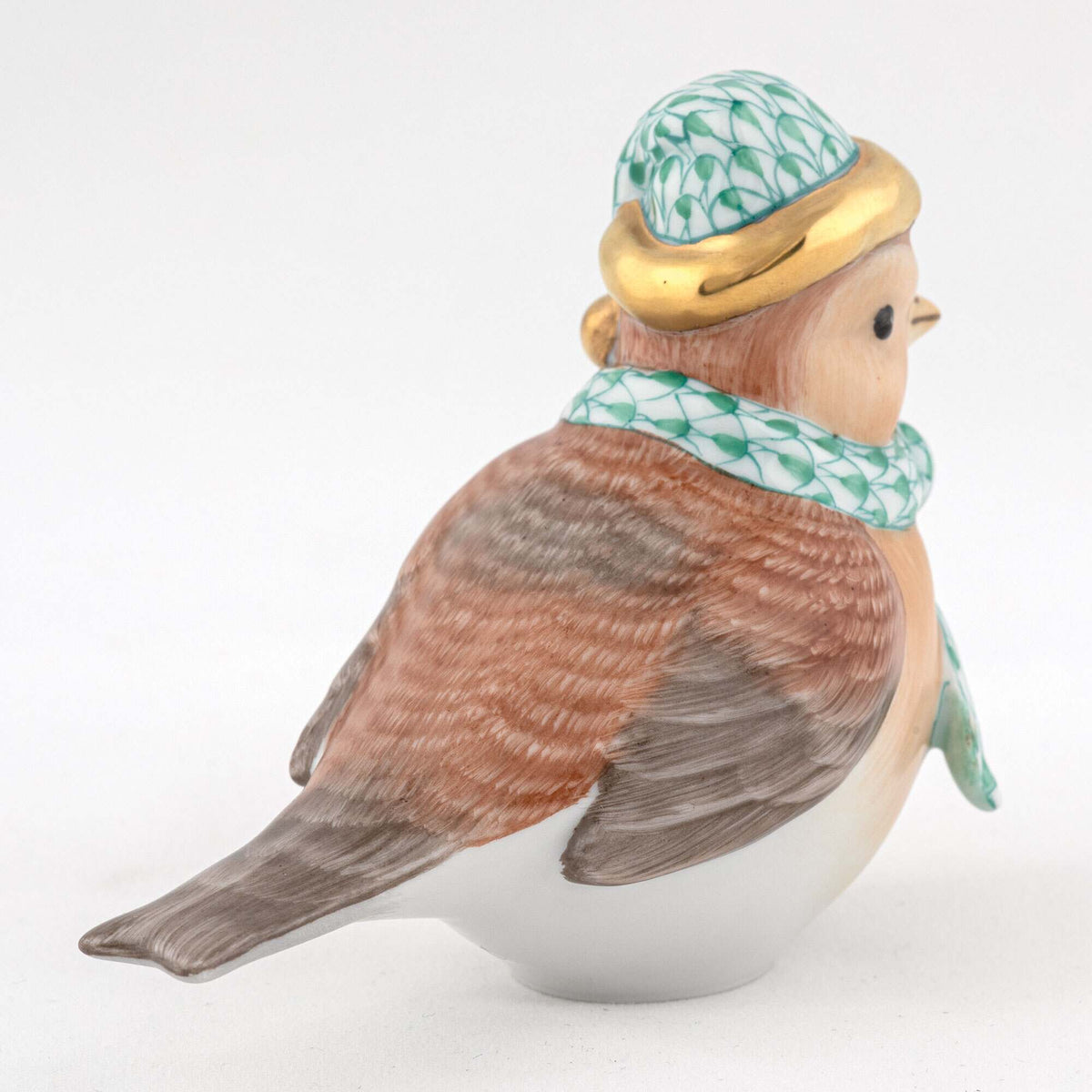 Herend Winter Bird Figurine – Green, alternate view
