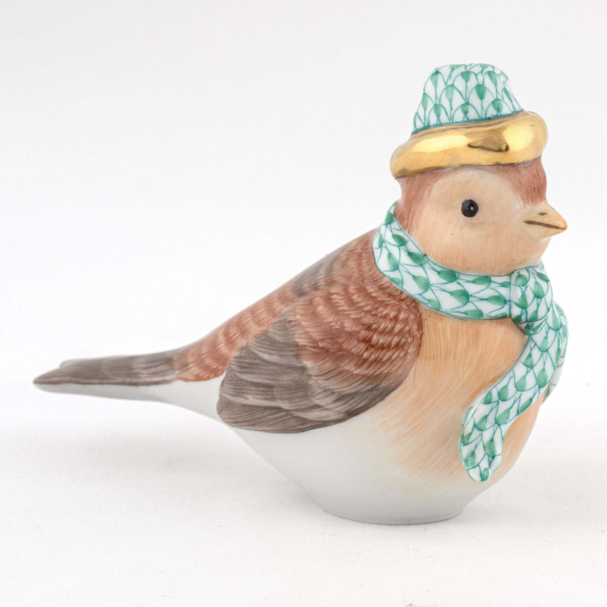 Herend Winter Bird Figurine – Green, alternate view