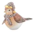 Herend Winter Bird Figurine porcelain figurine painted in the Chocolate fishnet pattern