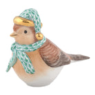 Green fishnet Winter Bird Figurine figurine, hand-painted Herend porcelain with 24k gold accents