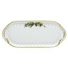 Hand-painted Herend Winter Shimmer Sandwich Tray in fine porcelain, 14.25in L X 6in W, on a white background
