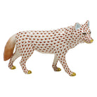 Hand-painted Herend Wolf Figurine in fine porcelain, 7.25in L X 4.25in H, on a white background