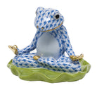 Yoga Frog Figurine in hand-painted Blue porcelain by Herend of Hungary