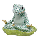 Green fishnet Yoga Frog Figurine figurine, hand-painted Herend porcelain with 24k gold accents