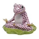 Yoga Frog Figurine in hand-painted Raspberry porcelain by Herend of Hungary