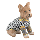 Black fishnet Yorkshire Terrier Figurine figurine, hand-painted Herend porcelain with 24k gold accents