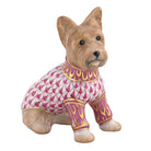 Yorkshire Terrier Figurine in hand-painted Raspberry porcelain by Herend of Hungary