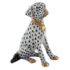 Herend Young Golden Figurine porcelain figurine painted in the Black fishnet pattern