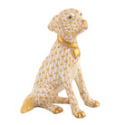 Hand-painted Herend Young Golden Figurine in Butterscotch fishnet porcelain on a white background